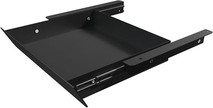 Under Desk Mounted Sliding Drawer with 60 Degree Tilt Panel to Pull Out, 15'' Long & 9'' deep Large Storage Organizer for Sit Stand Workstation