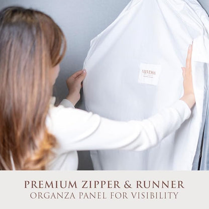 Premium 40” Cotton Garment Bag for Hanging Clothes and Storage | Breathable Hanging Garment Bag for Full- Dresses, Fur Coats, Gowns, and More - Clothing Bags for Hanging Clothes (PACK OF 2, 40 INCHES)