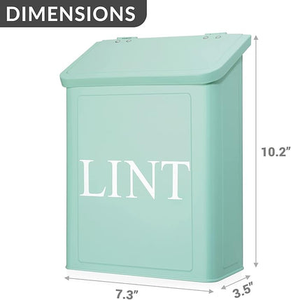 Calindiana Modern Farmhouse Metal Lint Bin for Laundry Room, Mint, 10L