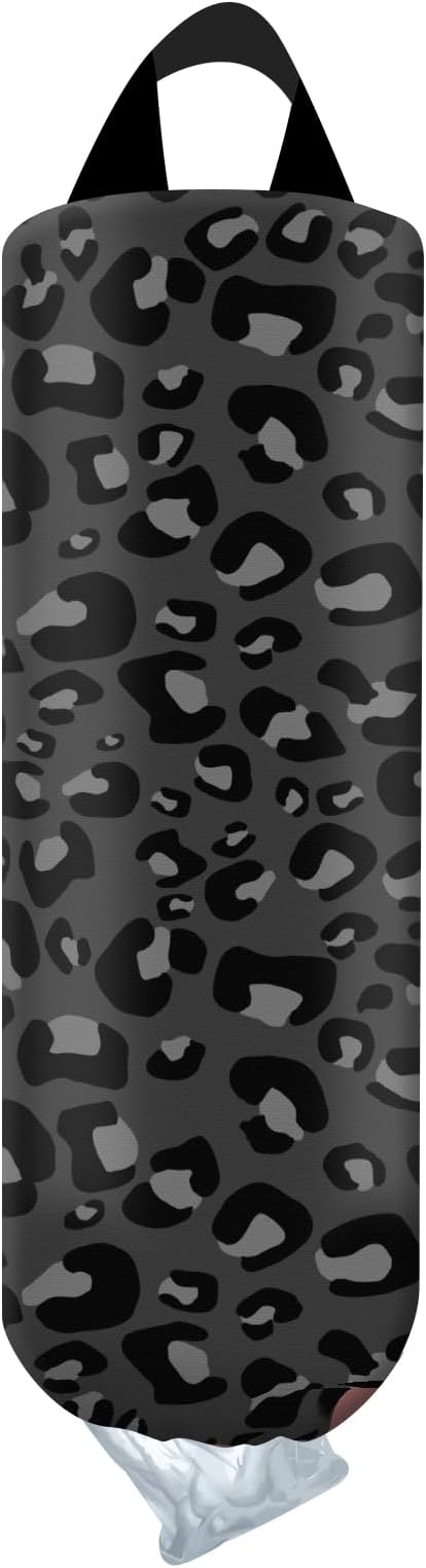 Plastic Bag Holder, Wall Mount Grocery Bag Organizer, Funny Hanging Storage Dispenser for Home Kitchen Luxuious Black Leopard