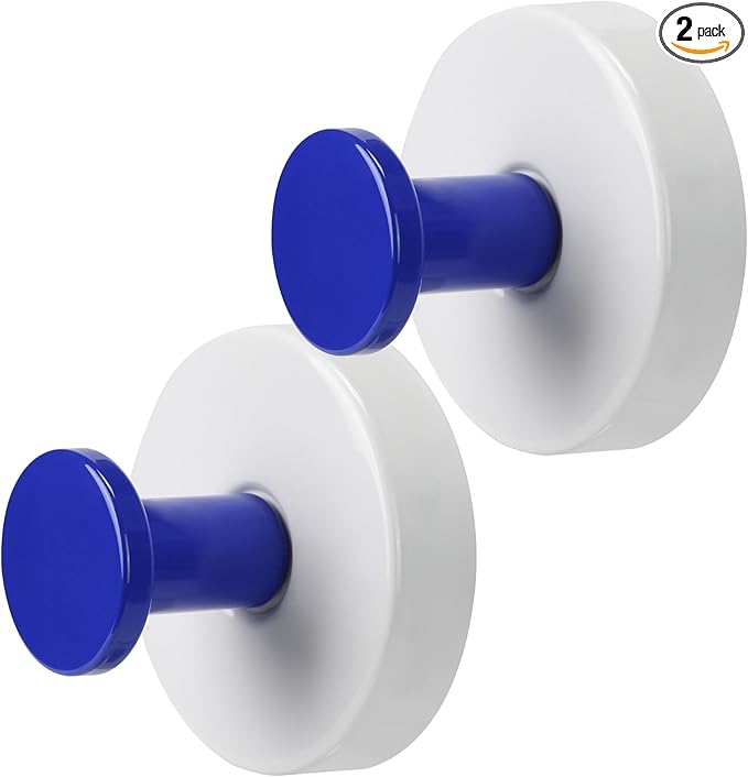 Supopular Reusable Heavy Duty Suction Cup Hooks for Kitchen/Bathroom/Shower - Wet-Proof Hooks for Towels, Robes, Loofah&Wreaths/No Drill Mounting on Glass, Tile, Metal (2, Blue White)