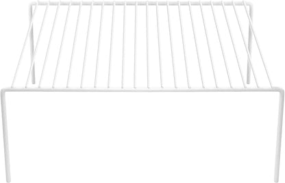 iPEGTOP Set of 2 Kitchen Cabinet Shelf Organizer, Medium (13 x 9.4 Inch) Bathroom Cabinet Organization Wire Shelf Rack, Rustproof Storage Space Saver Shelves for Countertops Pantries Utensils -White