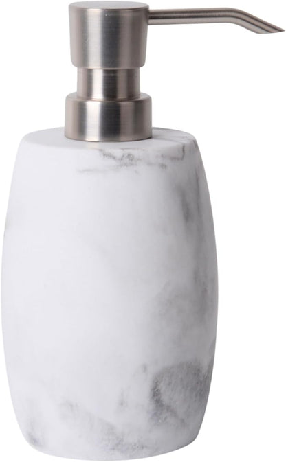Clasin Home Resin Hand Soap Dispenser, Refillable Soap Dispenser with White Marble Look and Metallic Pump, Waterproof Bottle Labels for Bathroom Kitchen Dish Hand Wash Shower Lotion Shampoo (12 Oz)