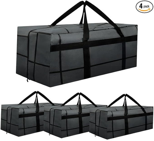 4Pack Extra Large Heavy Duty Moving Bags with Zippers & Reinforced Handles Heavy-Duty Storage Totes – Moving Boxes for Clothes, College Supplies, and Moving – Waterproof & Foldable (Extra Large)