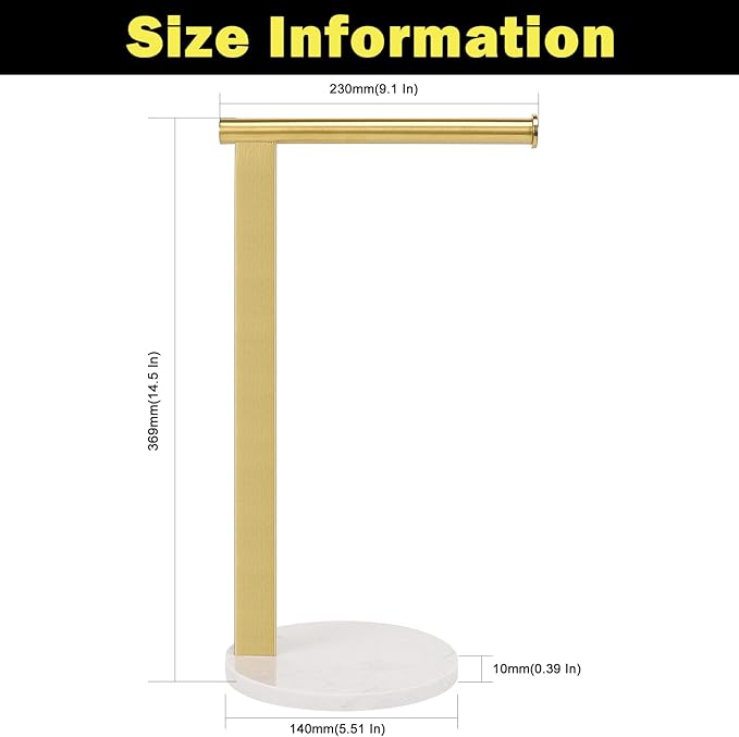 Stainless Steel L-Shaped Hand Towel Holder, SUS304 Bathroom Towel Rack with Thickened Base for Countertop Vanity (Gold)