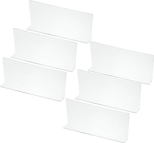 PATIKIL 6 Pack Shelf Dividers for Closet Organization, 11x1.57x4.7 Acrylic Closets Separator Kitchen Cabinet Shelves Under Bed Blocker for Bedroom Kitchen Office, Clear