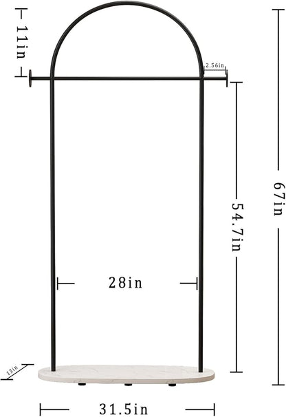 Black Clothing Rack, Modern Clothes Rack with Shelf, Heavy Duty Freestanding Coat Rack, Metal Coat Hanger Stand with Hooks for Boutique Office