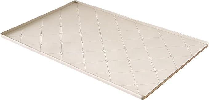 34" x 22" Under Sink Liner and Protector for Bottom of Kitchen Sink Beige, Waterproof Under-Sink Organizers Sink Mat Protectors, Flexible Silicone Drip Tray Pet Food Mats