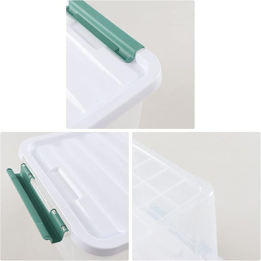 Cinkyou 6 Packs 20 L Latching Plastic Storage Box, Clear Stackable Storage Container Bins with Lids