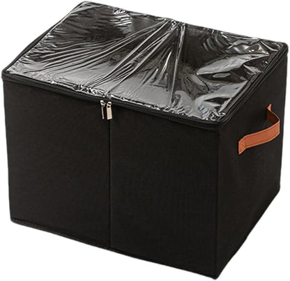 SLDYH Shoe Organizer for Closet, Tidy Up and Organize, Shoe Storage Easy to Store and Search, 12-20 Grid Fabric Shoe Box with Clear Cover (Black, 12 Grids)