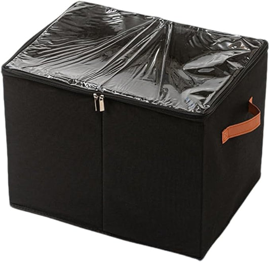 SLDYH Shoe Organizer for Closet, Tidy Up and Organize, Shoe Storage Easy to Store and Search, 12-20 Grid Fabric Shoe Box with Clear Cover (Black, 12 Grids)
