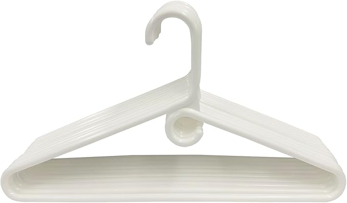 Rethink Your Room Clothes Hangers 10 Pack Plastic - Heavy Duty Space Saving Coat, Pant Hangers for Closet Organization - Durable Non-Slip, White Wardrobe Essentials Bulk Storage