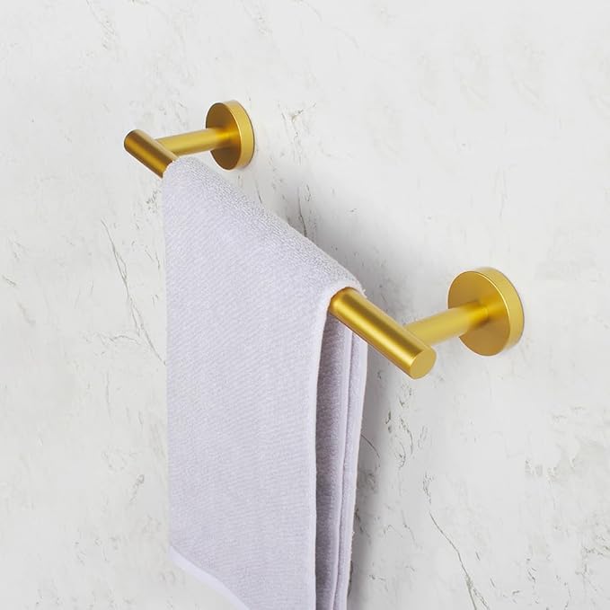SUS 304 Stainless Steel Hand Towel Bar 12-Inch Bathroom Towel Holder Kitchen Dish Cloth Hanger Wall Mount Gold Finish