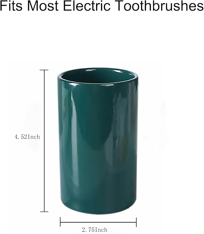 AHUDKKY Green Ceramic Toothbrush Holders, Electric Toothbrush Holder for Toothbrushes and Toothpaste,Tumbler Cups Reusable Toothbrush Mouthwash Cup(300ml)