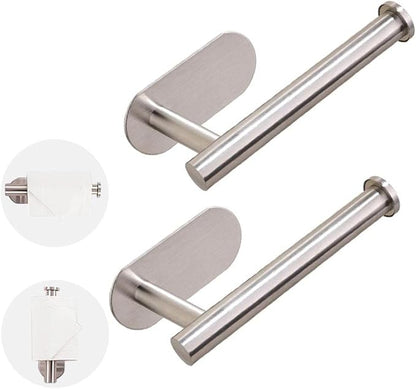 2 Pack-Toilet Paper Holder Self Adhesive Roll Holder Wall Mount for Bathroom and Washroom, No Drilling SUS304 Stainless-Silver