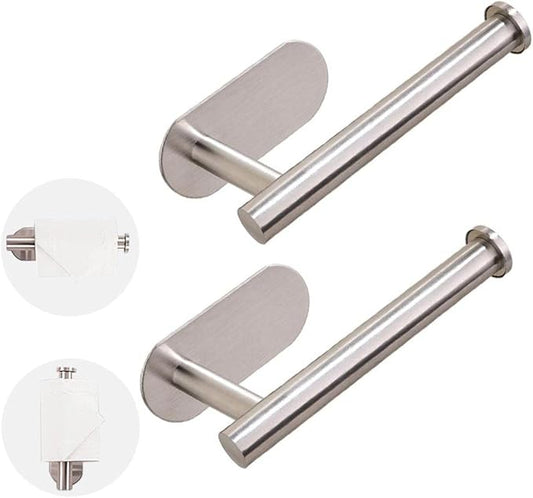 2 Pack-Toilet Paper Holder Self Adhesive Roll Holder Wall Mount for Bathroom and Washroom, No Drilling SUS304 Stainless-Silver