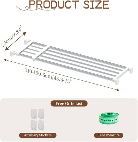 Hershii Tension Shelf Expandable Rod Closet System Heavy Duty Clothes Hanger Adjustable DIY Garage Bathroom Kitchen Storage Organizer Shoe Rack, Plant Stand, Bookshelf