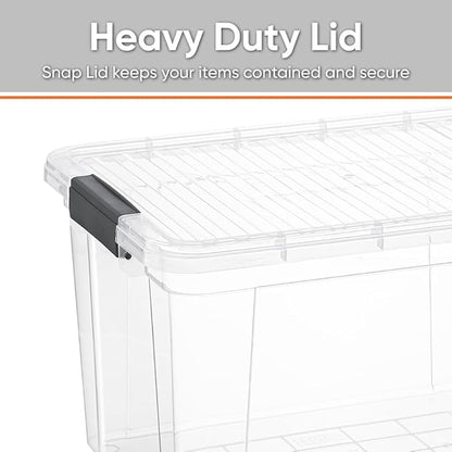 Superio Clear Storage Boxes with Lids, 14.25 Quart Plastic Container Bins for Organizing, Stackable Crates, BPA Free, Non Toxic, Odor Free, Organizers for Home, Office and Dorm, 8 Pack