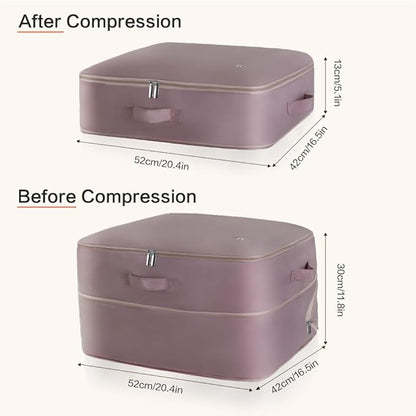 Geernioy Ultra Space Saving Self Compression Storage Bags with Zipper, (pink) -Compression Organize for Bedding, Comforter Storage Bag for Blankets Duvet Quilts Pillows