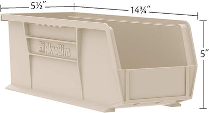 Akro-Mils 30234 AkroBins Plastic Storage Bins, Space-Saving Stackable Bins for Garage, Pantry, Craft Organization, 15" x 5" x 5", Green, 12-Pack