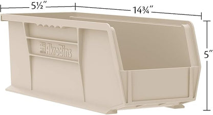 Akro-Mils 30234 AkroBins Plastic Storage Bins, Space-Saving Stackable Bins for Garage, Pantry, Craft Organization, 15" x 5" x 5", Black, 12-Pack