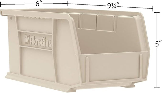 Akro-Mils 30237 AkroBins Plastic Storage Bins, Space-Saving Stackable Bins for Garage, Pantry, Craft Organization, 9" x 6" x 5", Black, 12-Pack