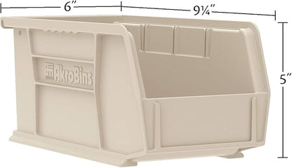 Akro-Mils 30237 AkroBins Plastic Storage Bins, Space-Saving Stackable Bins for Garage, Pantry, Craft Organization, 9" x 6" x 5", Yellow, 12-Pack
