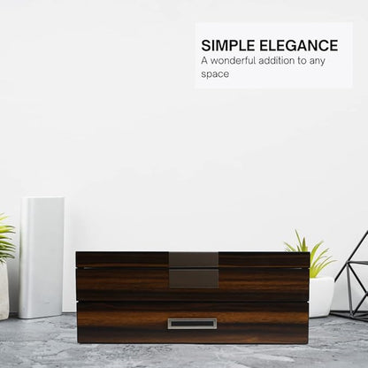 Decorebay Executive Unisex Black Wood Valet sunglasses and Jewelry Box Storage (SuperStar 2)