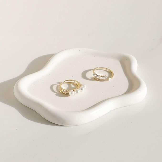 Owlcatcok Room Decor Jewelry Tray, ring holder, Cloud Trinket Dish, Cloud Jewelry Tray, Ceramic Earring Necklace Dish Christmas Mothers Day Valentines for Women, Home Decor small jewelry dish ﻿ ﻿