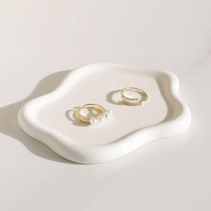 Owlcatcok Room Decor Jewelry Tray, ring holder, Cloud Trinket Dish, Cloud Jewelry Tray, Ceramic Earring Necklace Dish Christmas Mothers Day Valentines for Women, Home Decor small jewelry dish ﻿ ﻿
