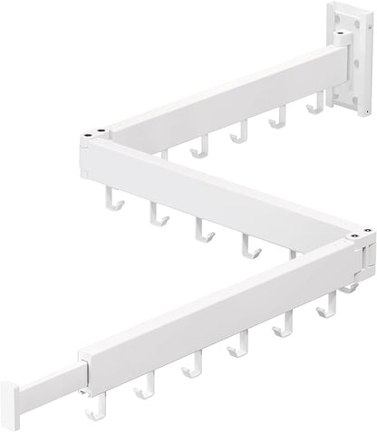 Clothes Drying Rack,Laundry Space Saver Wall Mounted,Retractable,Collapsible(Tri-Fold), White Color Rack Clothing