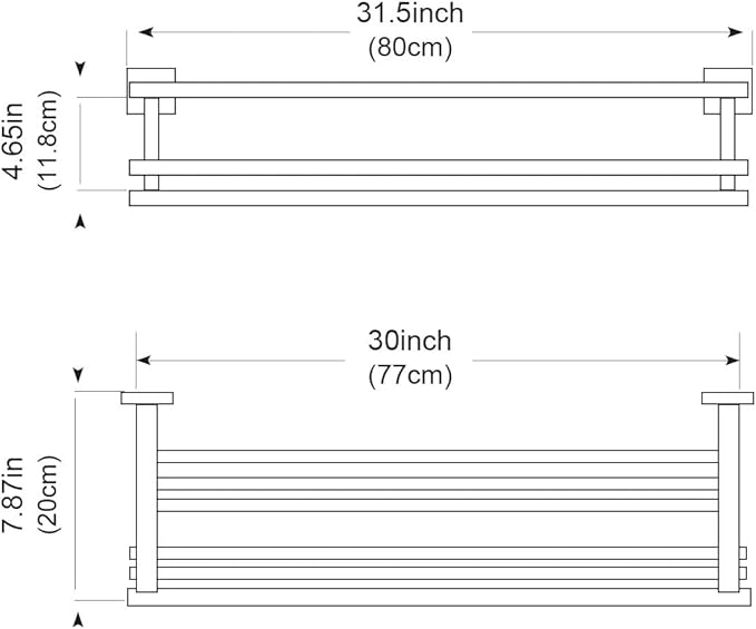 Towel Rack for Bathroom 32 Inch Wall Mounted Towel Rack Brushed Gold Towel Shelf with Double Towel Bar SUS304 Stainless Steel Towel Holder for Bathroom Wall Hotel Towel Rail