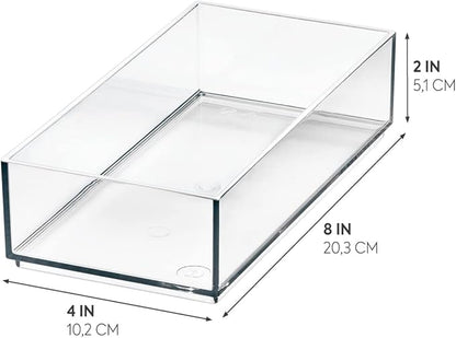iDesign Stackable Makeup Drawer Organizer - Vanity Organizer or Desk Organizer - Clear/Matte White
