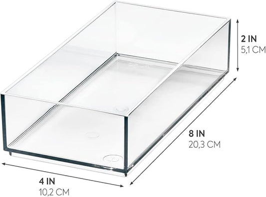 iDesign Stackable Makeup Drawer Organizer - Vanity Organizer or Desk Organizer - Clear/Matte White