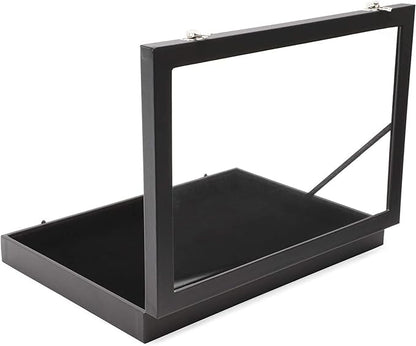 Juvale Black Velvet Jewelry Display Case Tray - 13.75 x 9.5 x 2 In - Glass Top Jewelry Box & Organizer