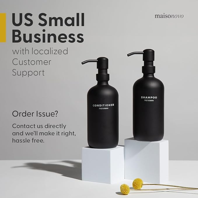 MaisoNovo Soap Dispenser 3-Piece Set | 16.9oz Amber Bottles with Gold Stainless Steel Pump Core