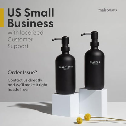 MaisoNovo Soap Dispenser 3-Piece Set | 16.9oz Amber Bottles with Gold Stainless Steel Pump Core