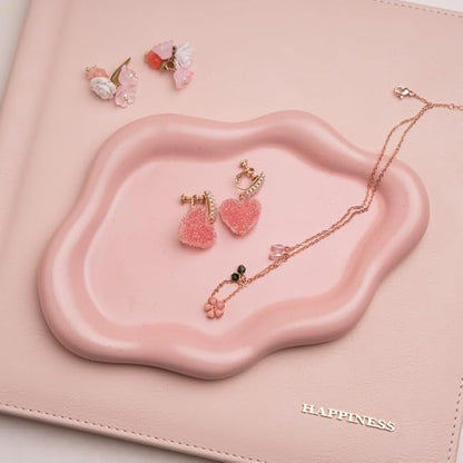 Lynagert Cloud Trinket Dish, Chubby Jewelry Tray, Ceramic Jewelry Ring Trinket Dish for Rings Earrings Necklace Organizer, Mother's Day Thanksgiving Christmas Birthday Bridesmaid Gifts (Pink)