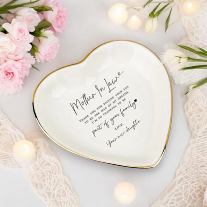 HatafaFurni Mother In Law Gift, Heart Ring Dish, Jewelry Dish, Mothers Day Gifts, Mother of the Groom Gift, Mother Appreciation, Gift For Second Mom, Mother In Law Present, Future Mom