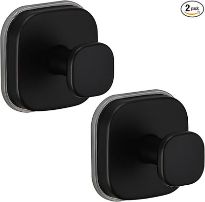 Supopular Heavy Duty Reusable Suction Cup Hooks for Kitchen/Bathroom/Shower - Wet-Proof Hooks for Towels, Robes, Loofah&Wreaths/No Drill Mounting on Glass, Tile, Metal (2, Matte Black)