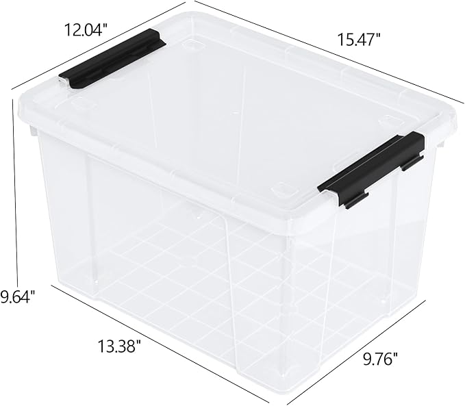 Tyminin 6-Pack Storage Box, 22 Quart Stackable Plastic Bins with Snap-On Lids, Clear