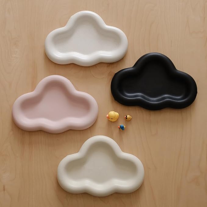 Chubby Jewelry Tray, Cute Cloud Trinket Dish (Nacre White)