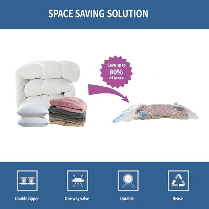 20 Pack Space Saver Vacuum Storage Bags for Clothing Travel, Vacuum Seal Compression Bags for Clothes, Packing, Luggage, Blankets, Comforters and Pillows, Electric Pump Included