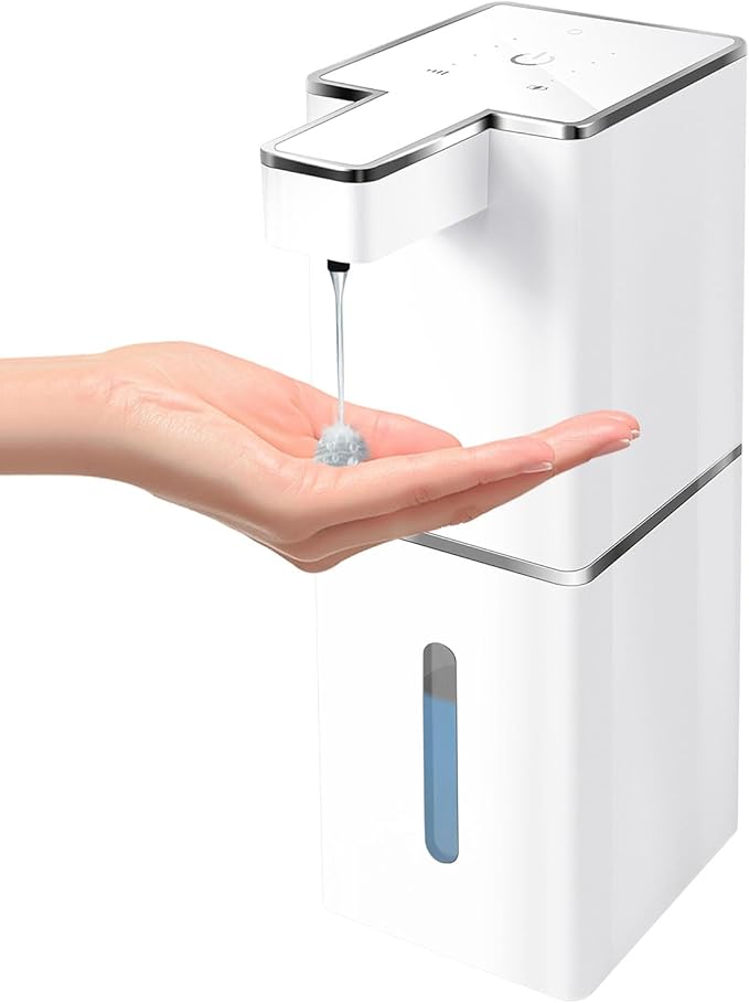 JEMISUN Automatic Liquid Soap Dispenser Touchless Soap Dispenser 380ml/12.8oz Rechargeable, Wall Mounted,4 Levels Adjustable Auto Soap Pump for Bathroom Kitchen Dish Soap