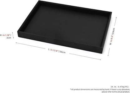 Black PU Leather Jewelry Display Flat Tray Ring Necklace Watch Organizer Display Tray (1 grid)