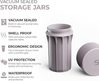 Staze Preserve Vacuum Sealed Storage Jars (148ml) | Herb Storage & Food Storage Container with Protection -(SHROOM)