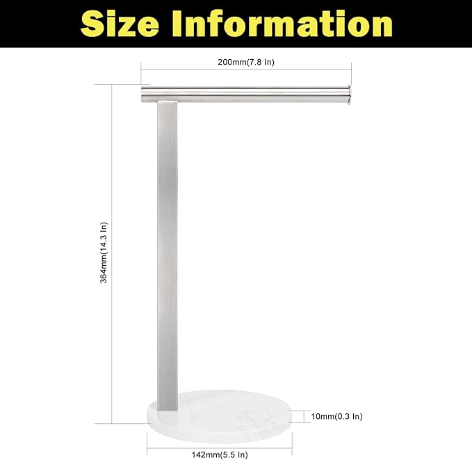 Stainless Steel L-Shaped Hand Towel Holder, SUS304 Bathroom Towel Rack with Thickened Base for Countertop Vanity (Brush Nickel)