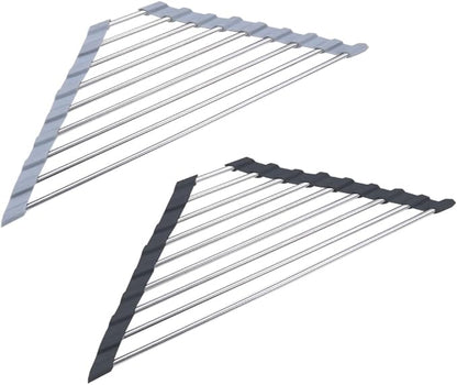 Ahyuan Roll up Dish Drying Rack Over The Sink Kitchen Roll up Sink Drying Rack Portable Dish Drainer Foldable Dish Drying Rack (Warm Gray, Triangle 16.3''X9.4'')