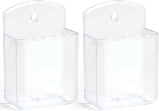 2 Pcs Remote Control Holder Wall Mount, TV Controller Holder, Self Adhesive Remote Holder, Wall Pen Holder Storage Accessories for Home Office School（Clear）