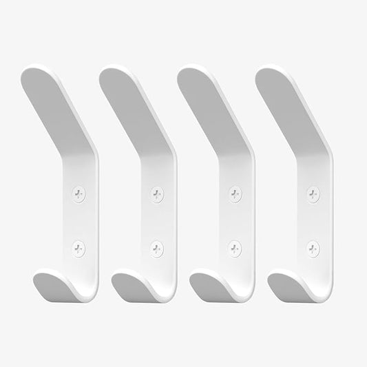 Homeforia Wall Coat Hook Rack - Set of 4 - White Metal Hooks for Hanging Coats - Hat Hooks - Hat Hangers for Wall